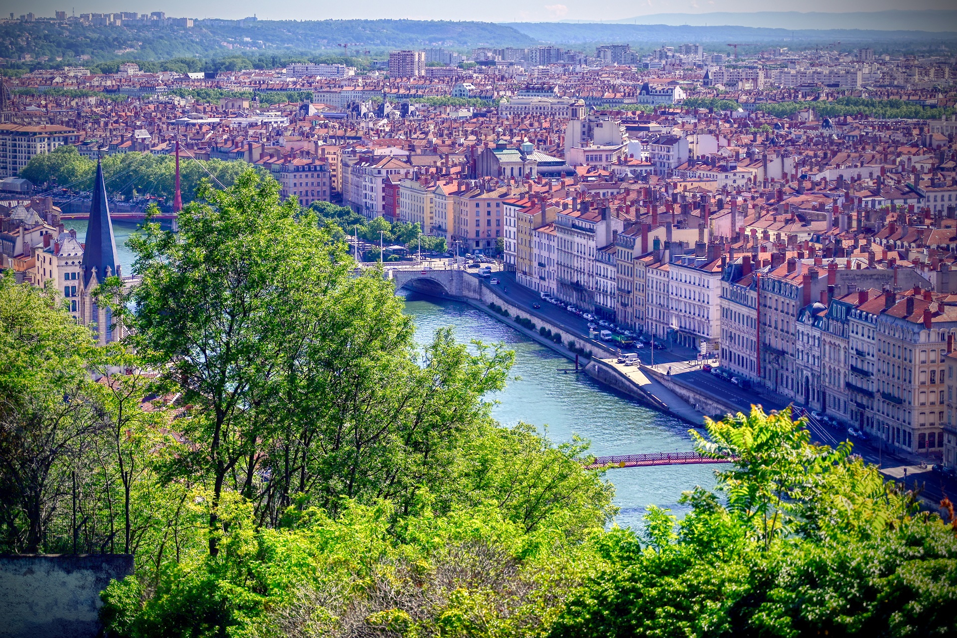 Aerial View of Lyon on the Saone