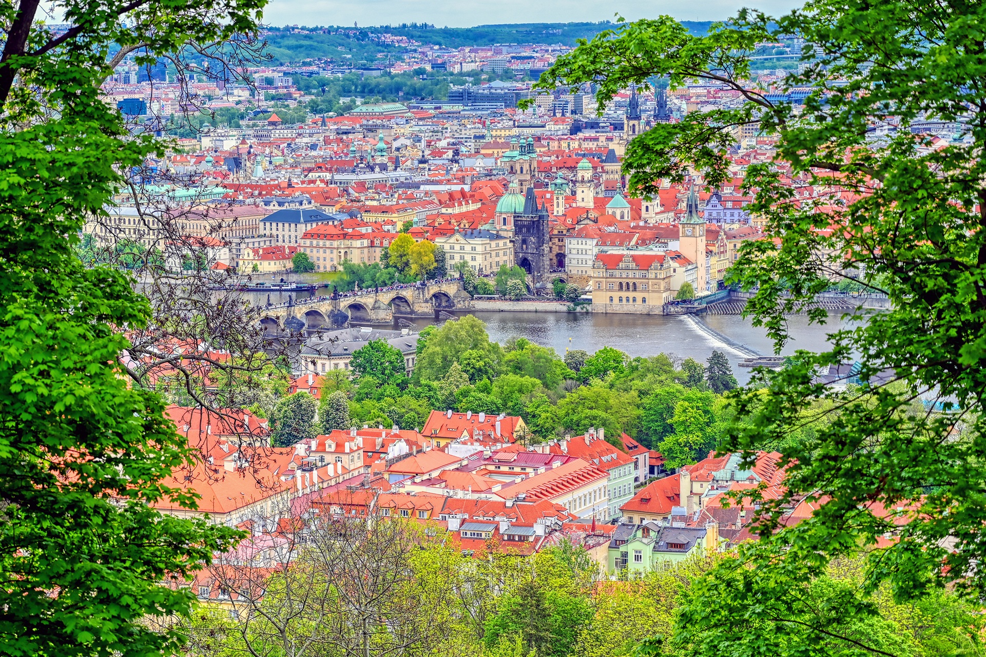 Prague scenic view across the city