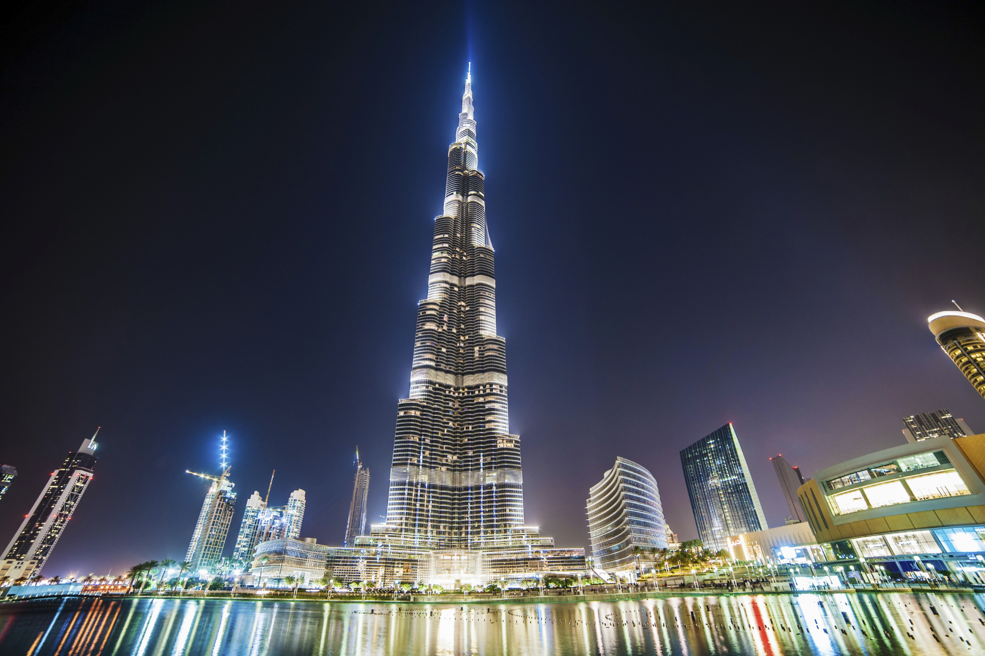 Dubai - the Burj Khalifa illuminated at night