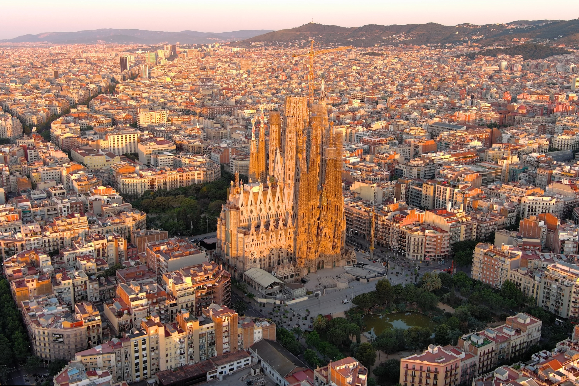 Aerial view of Sagrada, Barcelona