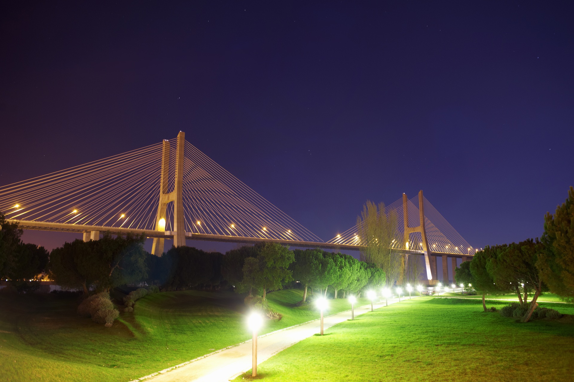 Lisbon Vasco Da Gama Bridge at night