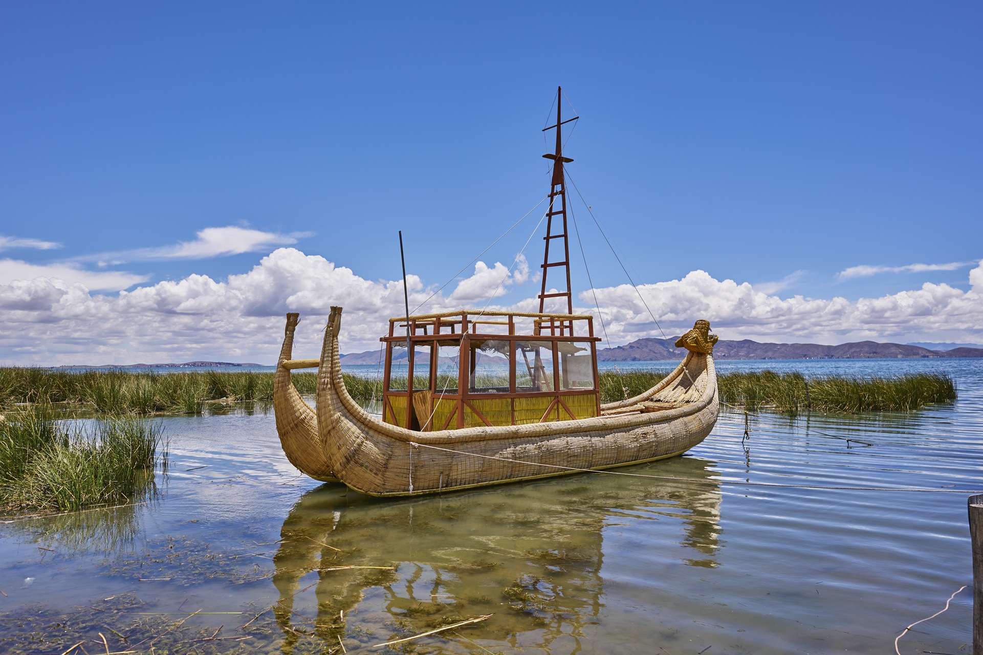 Reed Boat on Lake Titicaca at the Uros Islands