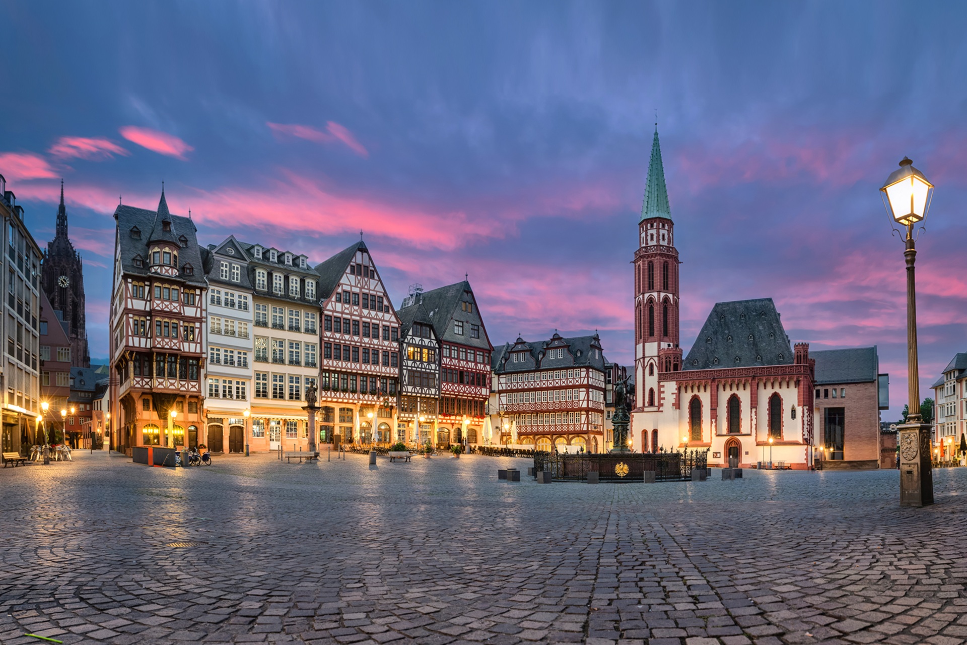 Frankfurt Romerberg Square at Dusk