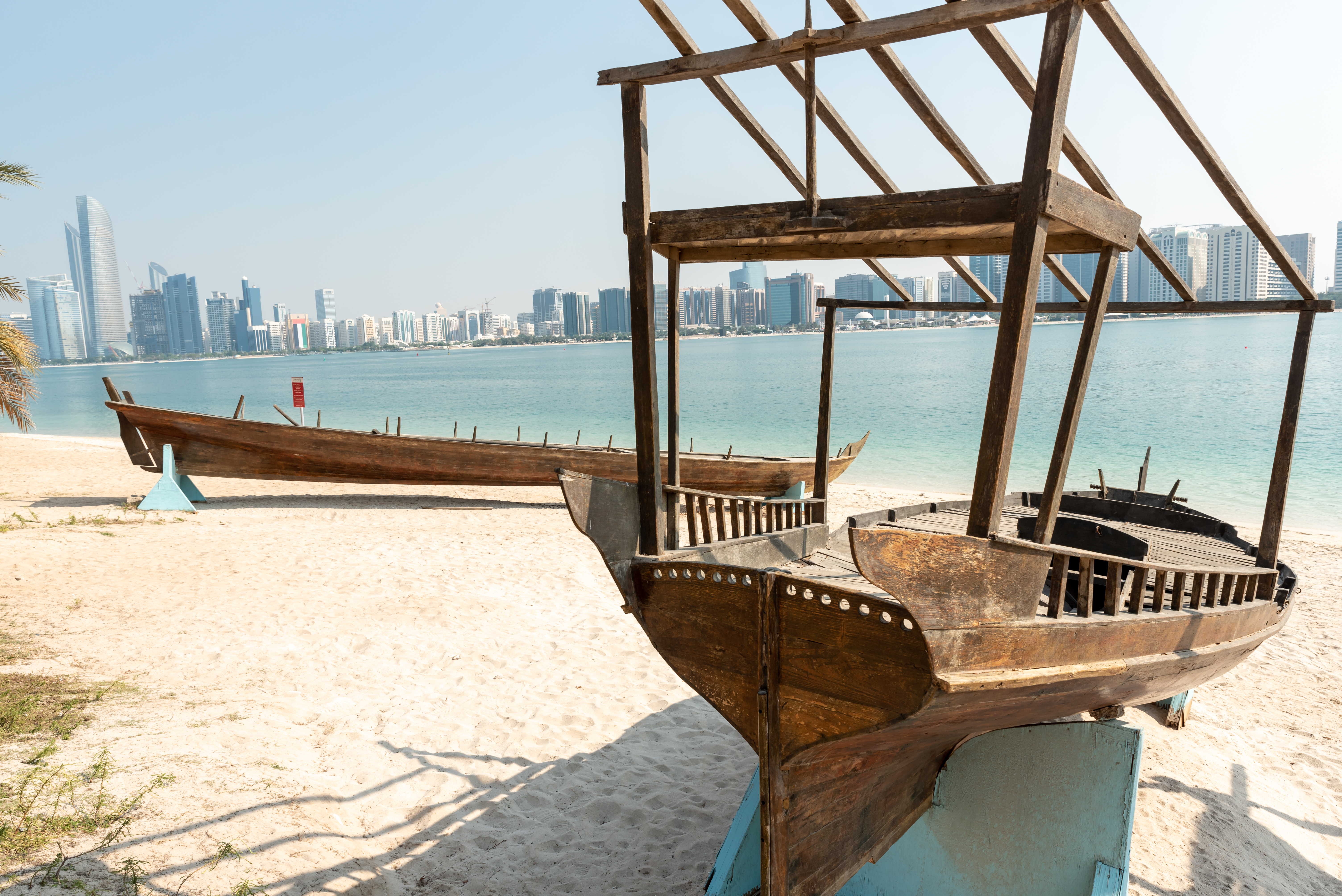 Wooden Boats at the heritage centre in Abu Dhabi