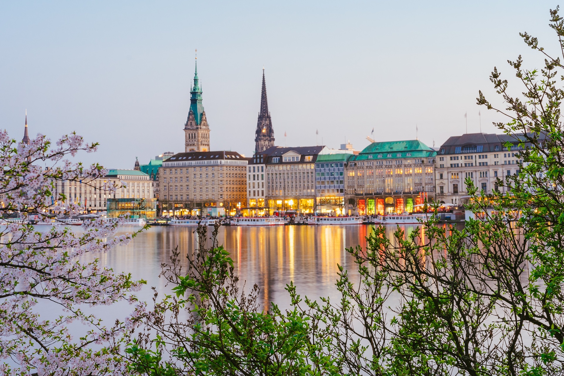 Hamburg Skyline and the Alster Lake