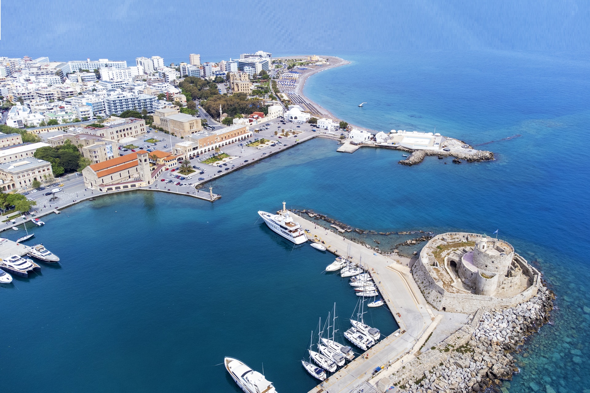 Rhodes Aerial View of mandraki Harbour