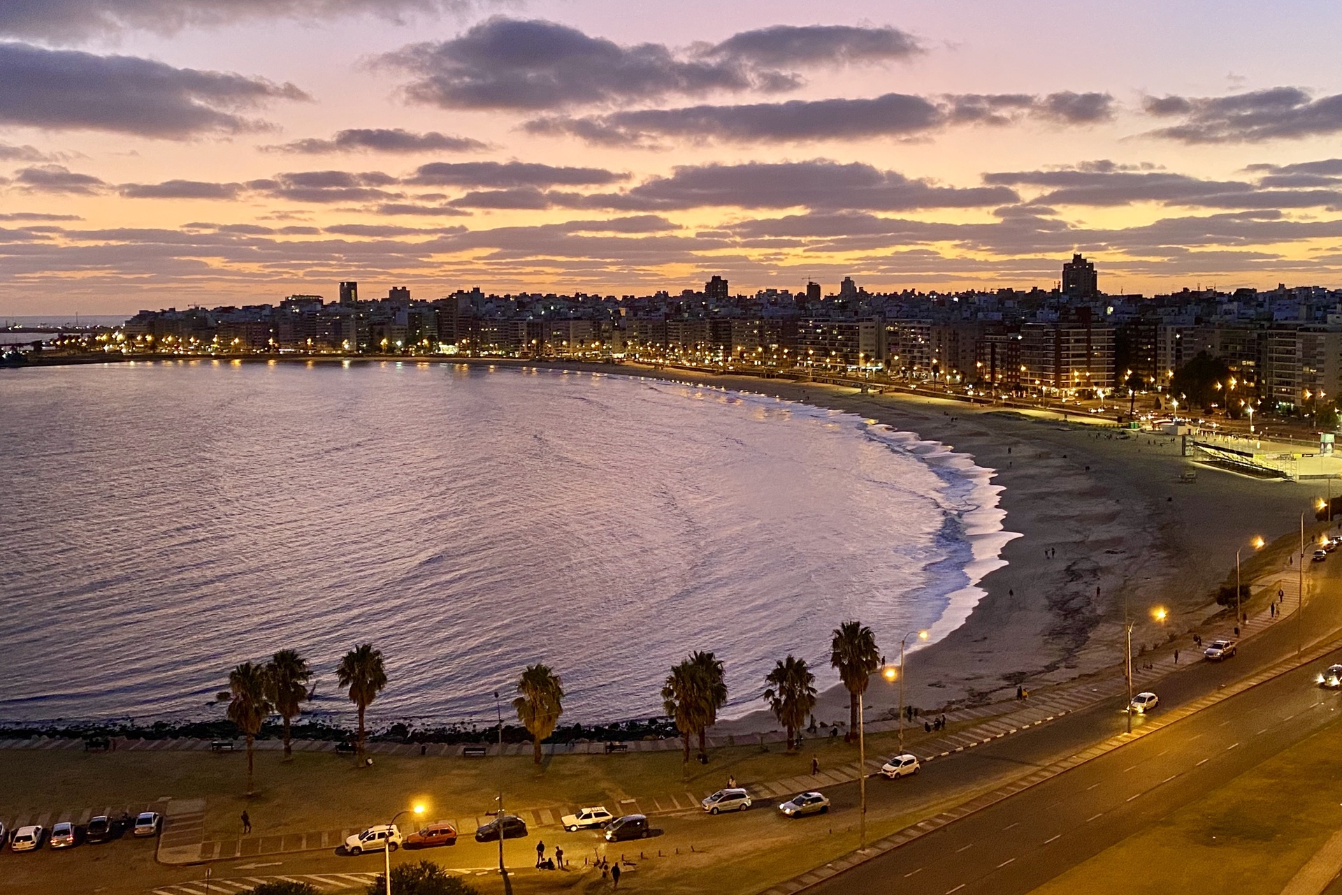 Montevideo beach at sunset
