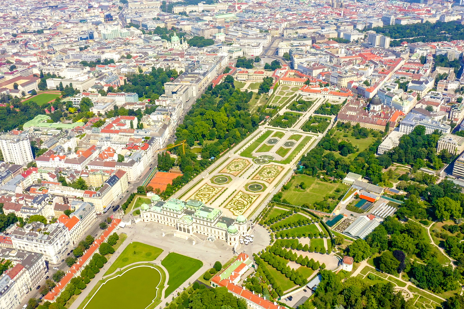 Aerial View of  Vienna and the Belvedere Palace