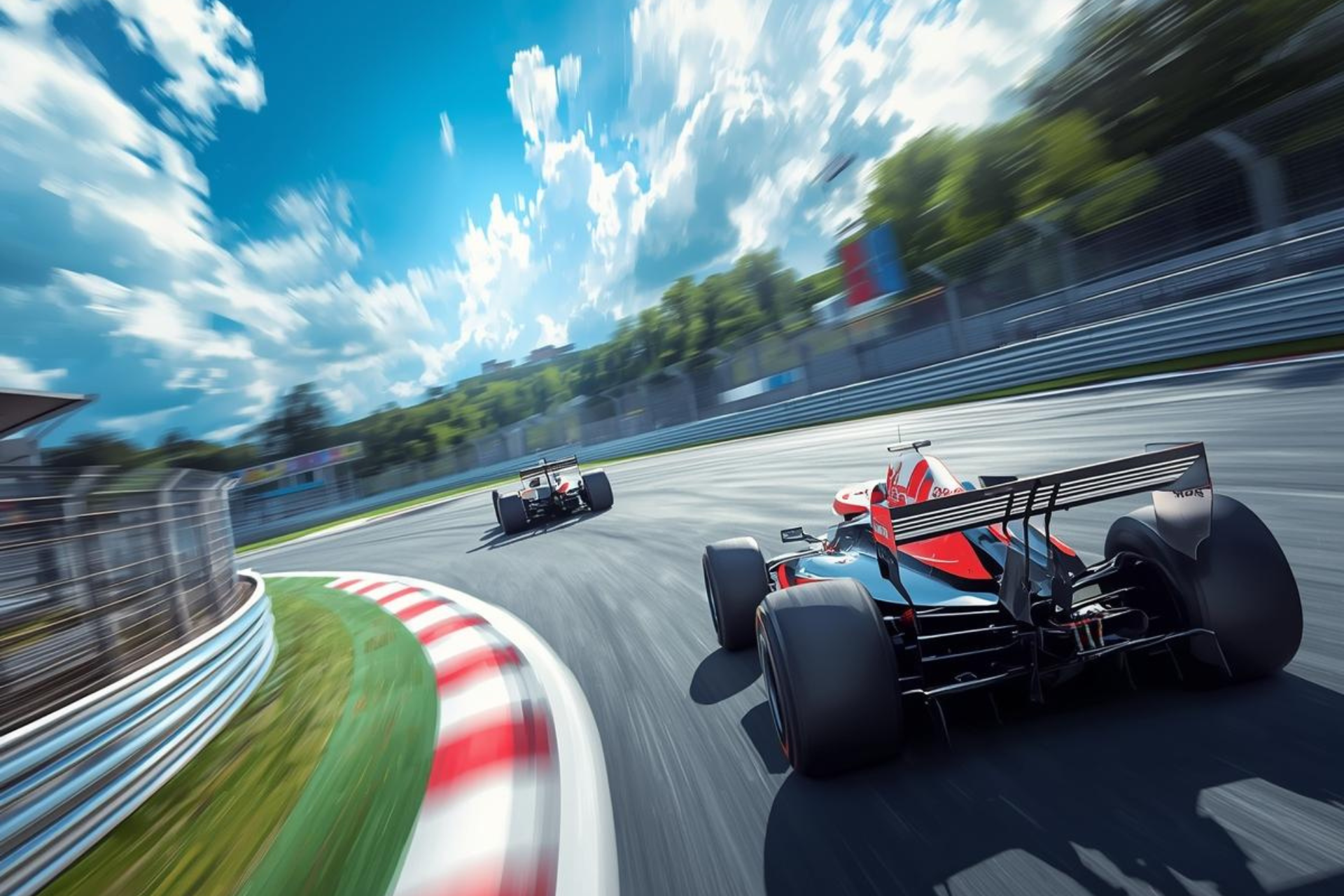 Grand Prix Cars Racing on the Track