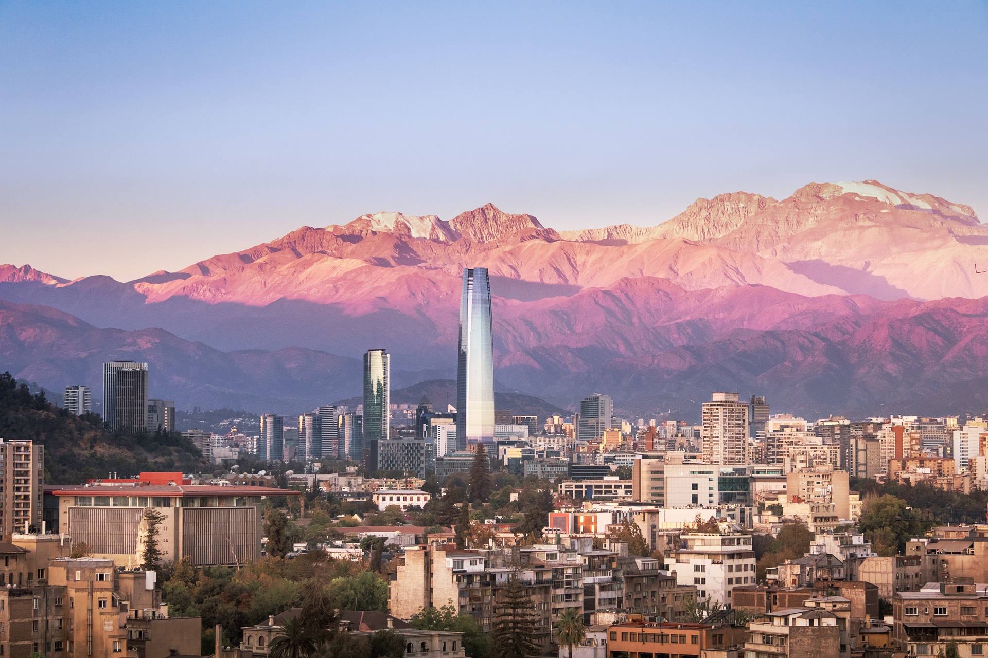 Santiago Chile  with the backdrop of the Andes