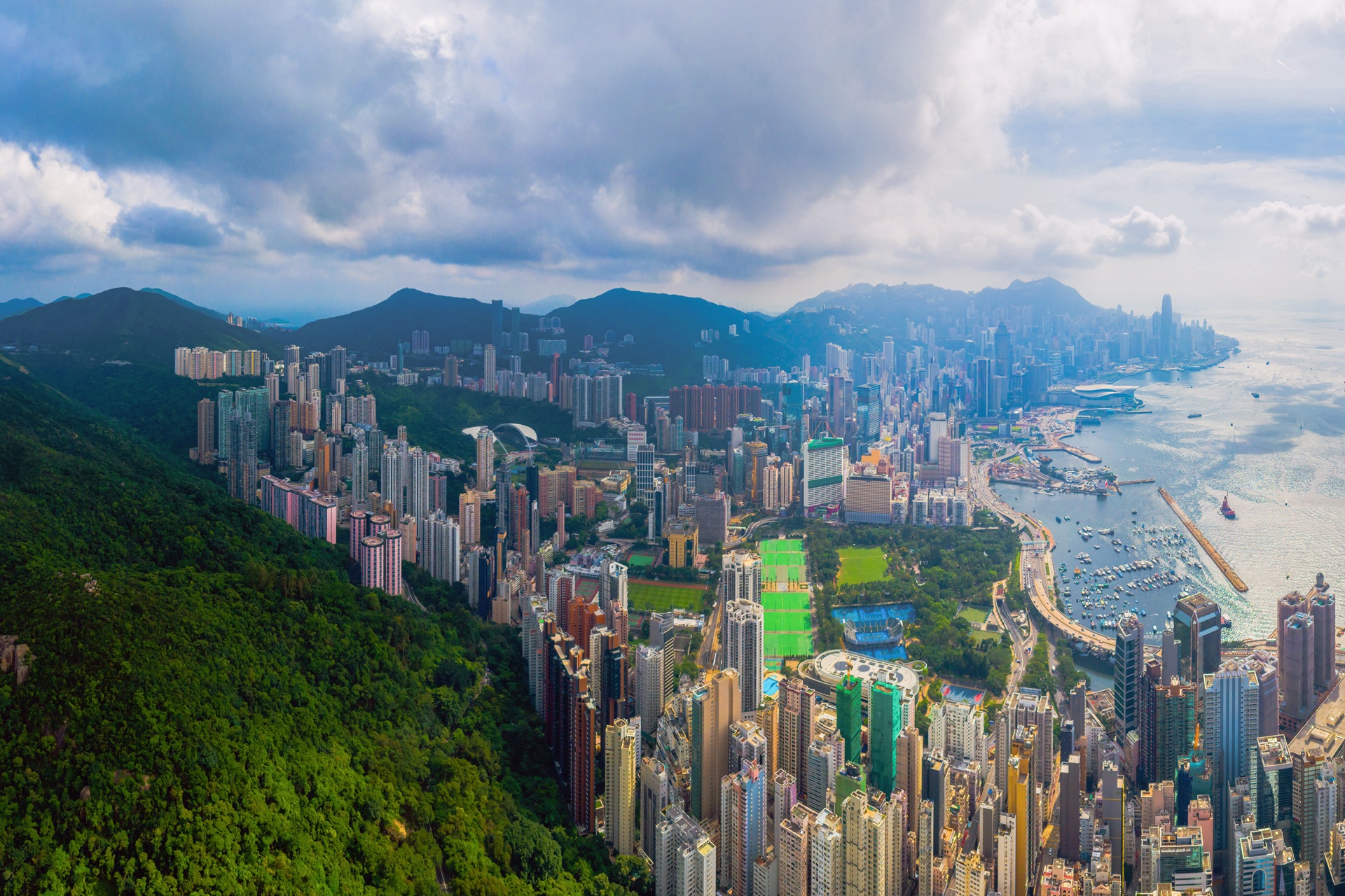 Panoramic view of Hong Kong Island