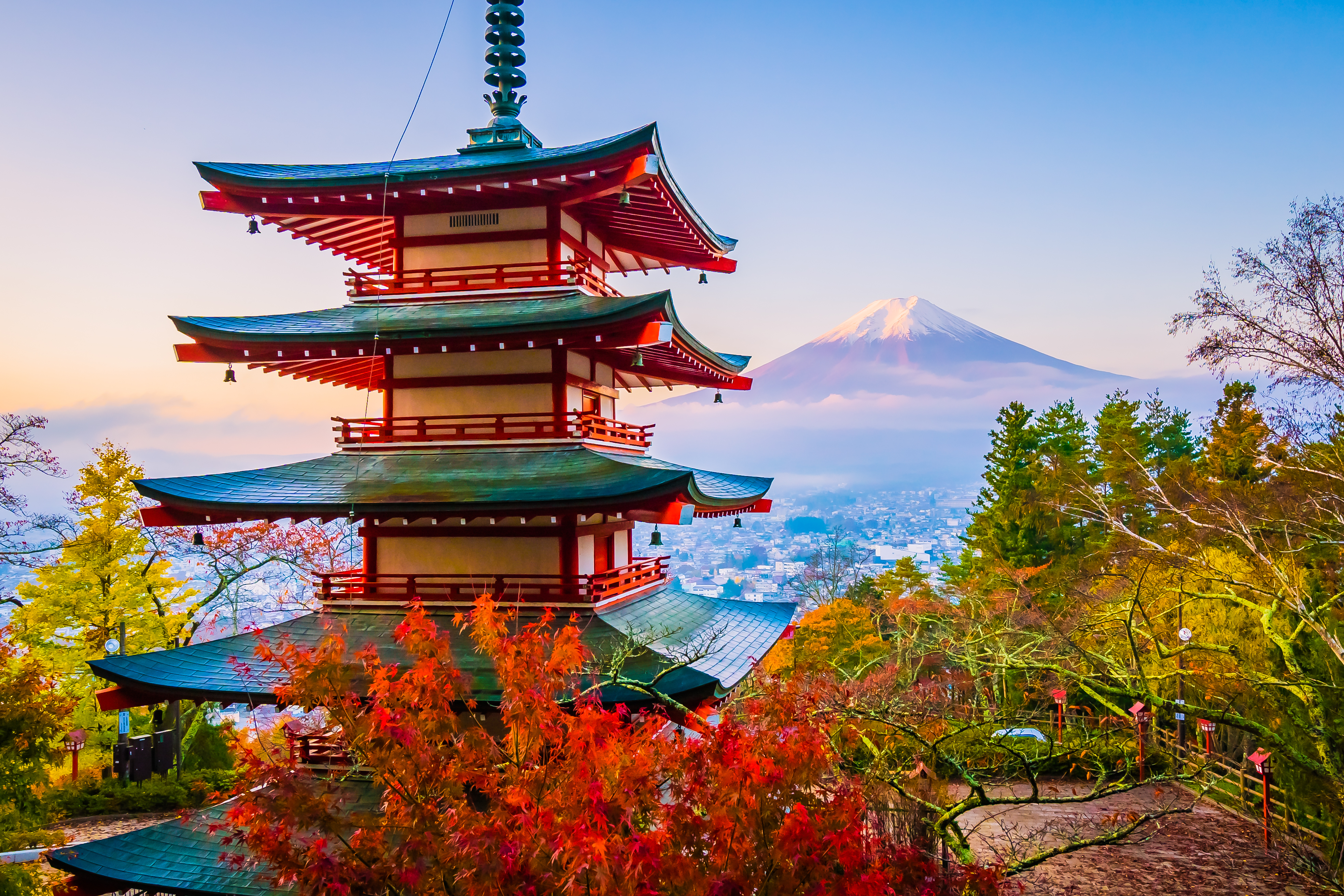 Tokyo temple and Mount fuji