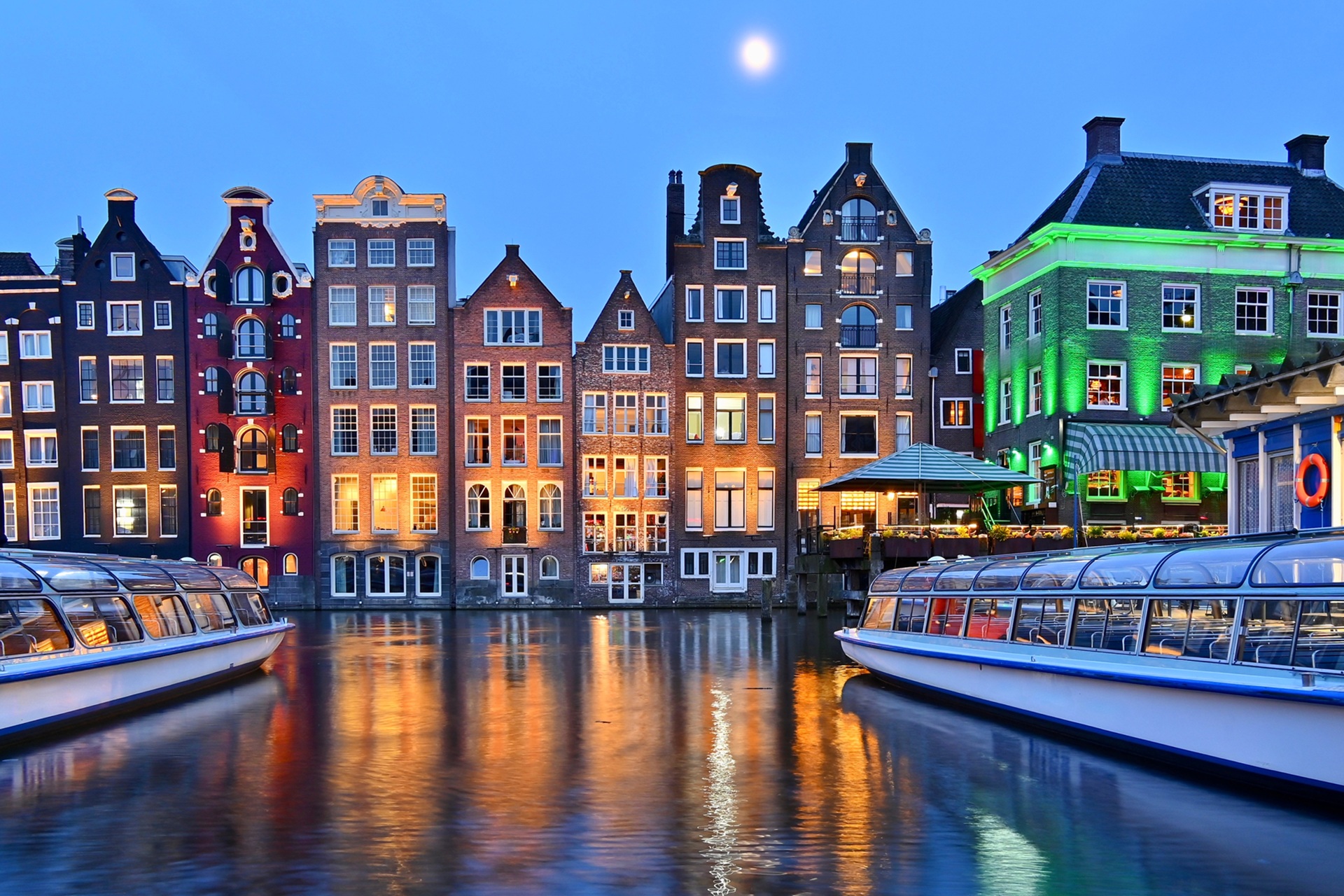 Amsterdam canal at night