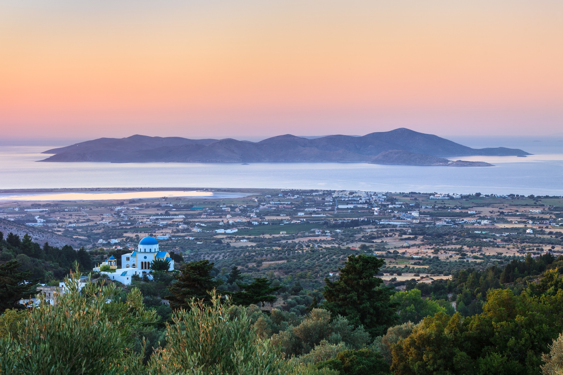 Panoramic  view of Kos at sunset