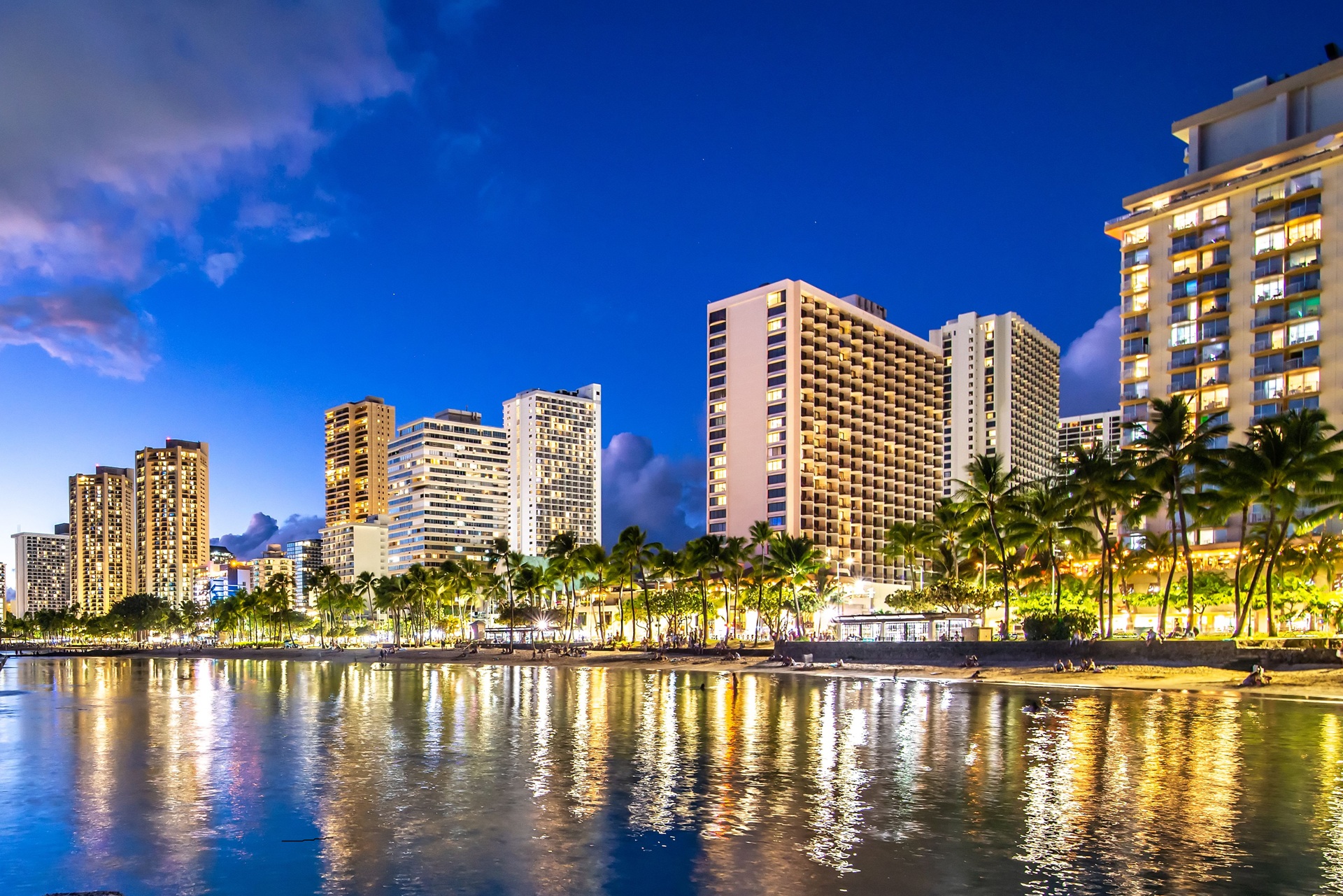 Sunset over Waikiki Beach