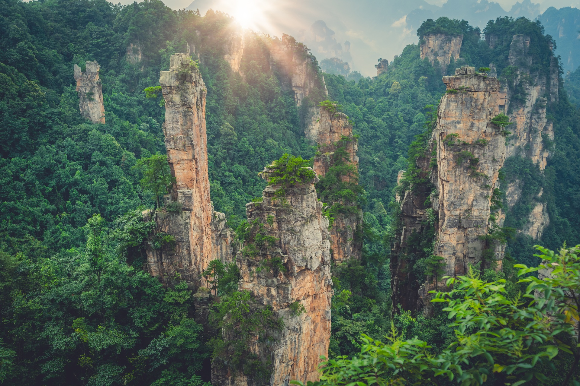 Zhangjiajie Rock formations and Tianzi Mountai