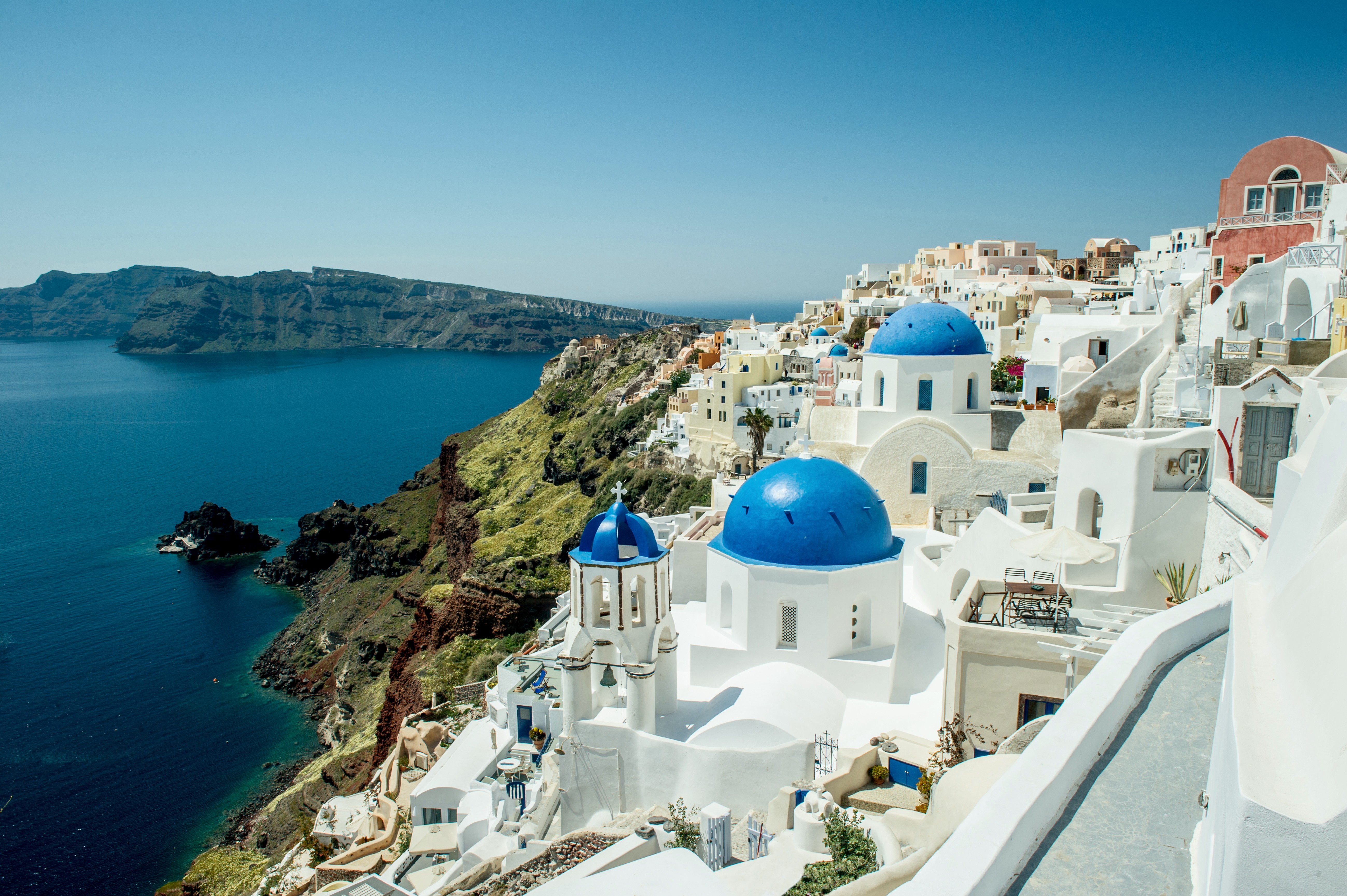 Thira perched on the edge of the caldera