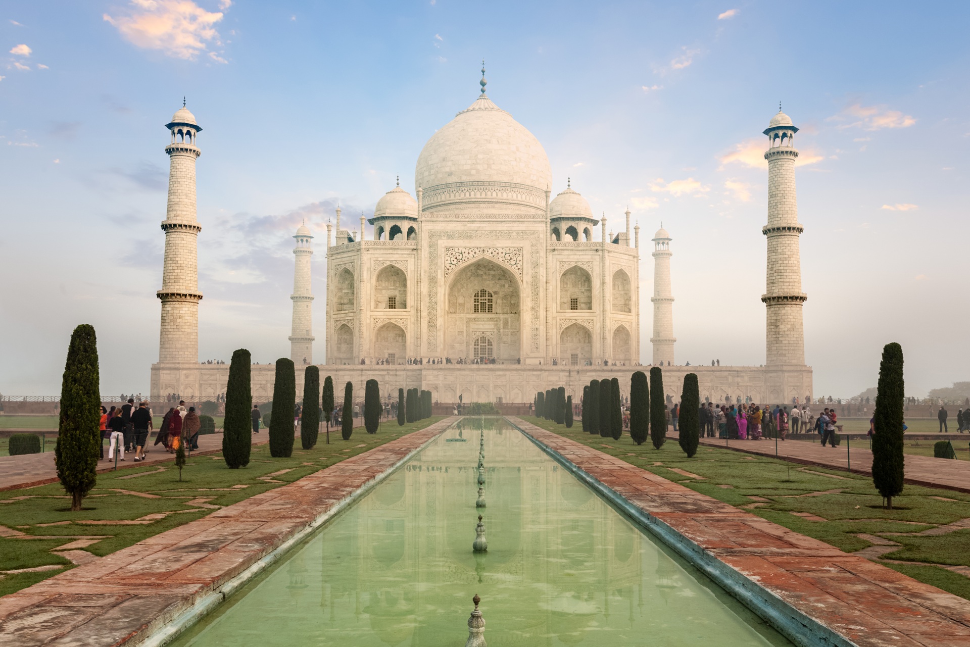 The Taj Mahal at sunset