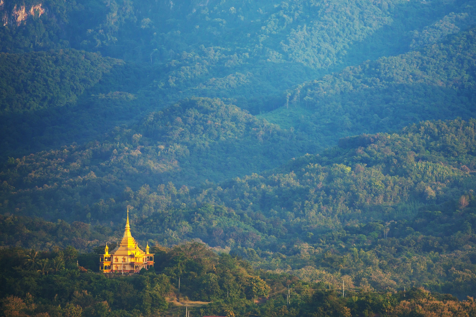 Luang Prabang golden temple in the countryside