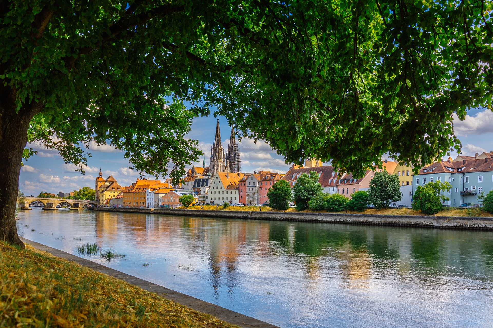 Panoramic View of Regensburg across the Danube