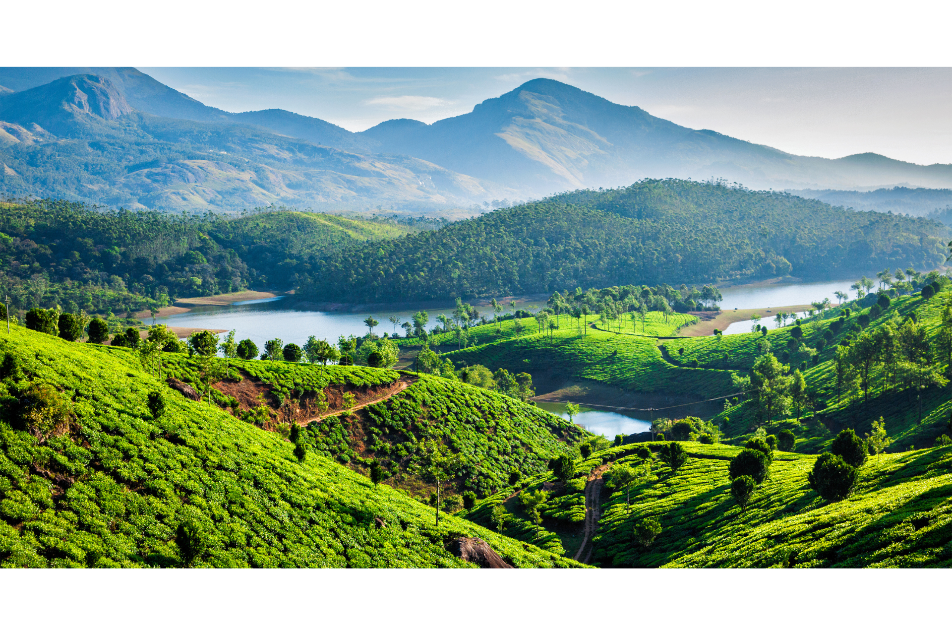 Green hills and lakes of Kerala India