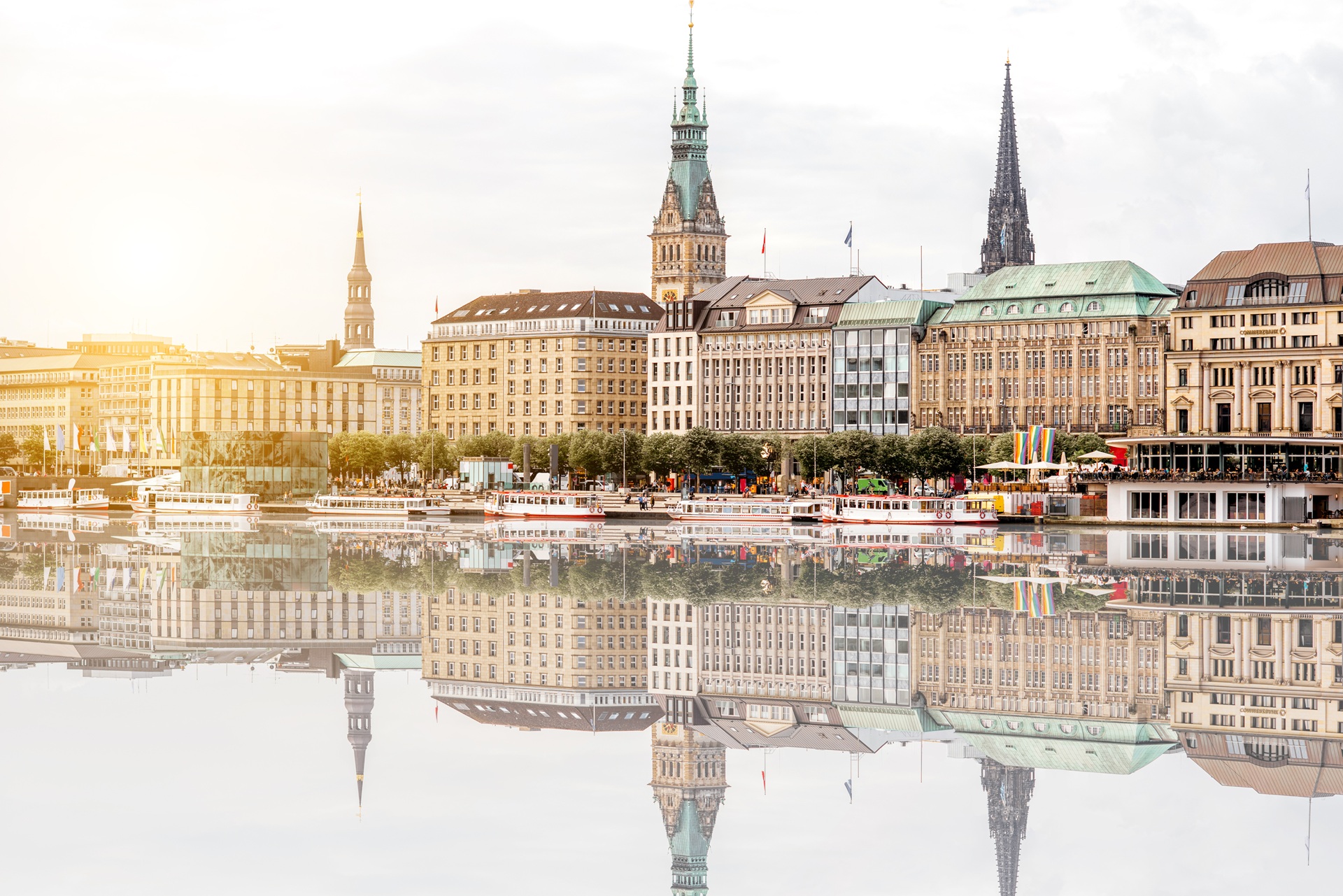 Hamburg on the alster lake